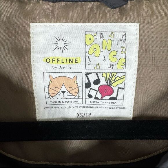 Offline By Aerie Black Quilted Jacket Puffer Barn Chore Coat Oversized Size XS - Picture 3 of 6